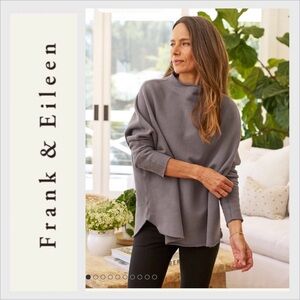 Frank & Eileen EFFIE Long-Sleeve Funnel Neck Capelet Elephant Gray sz L